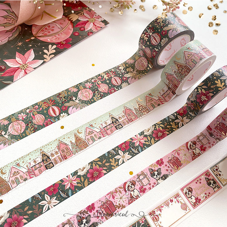 Sugar Plum Christmas Washi Tape Collection Warm Gold Foil