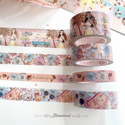 Sunset Beach Washi Tape Collection | Rose Gold Foil