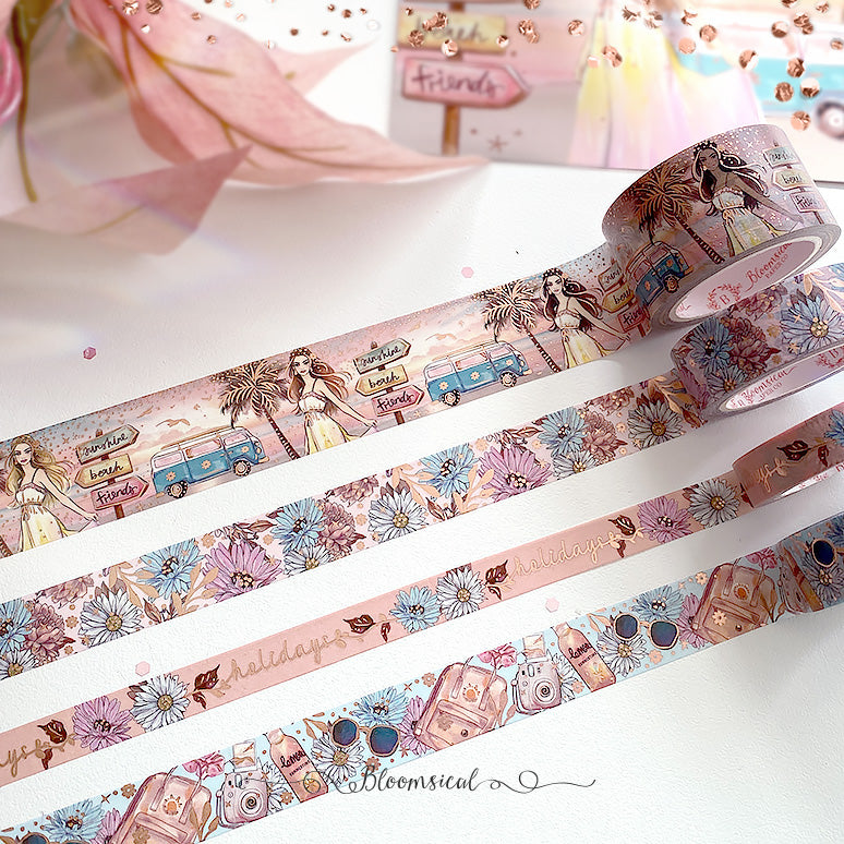 Sunset Beach Washi Tape Collection | Rose Gold Foil