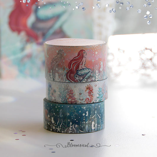 Sunset Mermaid Washi Tape Collection Silver Holo Foil