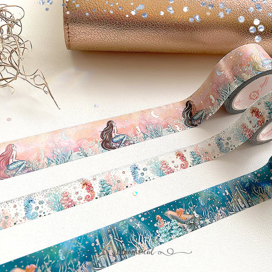 Sunset Mermaid Washi Tape Collection Silver Holo Foil