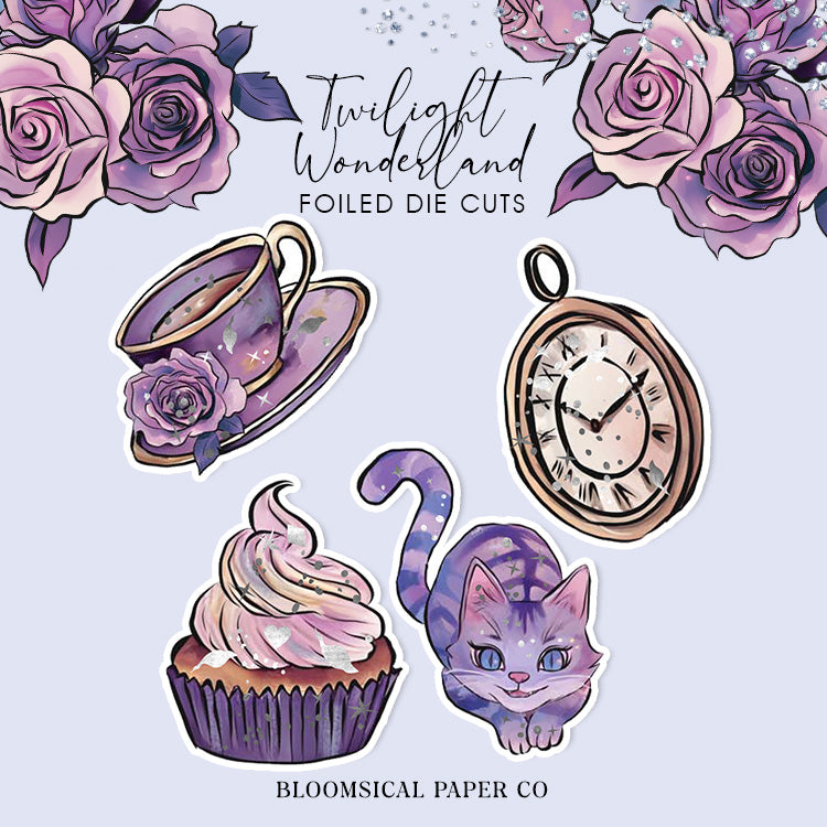 Twilight Wonderland 4 Die Cut Stickers with Silver Foil Accents