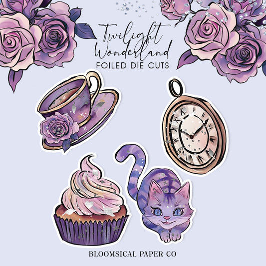 Twilight Wonderland 4 Die Cut Stickers with Silver Foil Accents