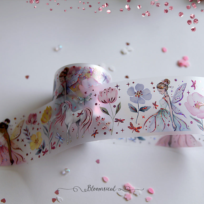 Unicorn Fairy Foiled PET Tape | Rose Confetti Holo Foil
