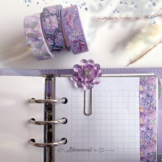 Purple Flower Paper Clip Planner Accessories