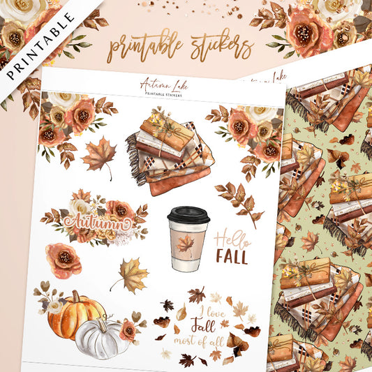 Autumn Lake Printable Stickers for Journaling & Planner Decoration