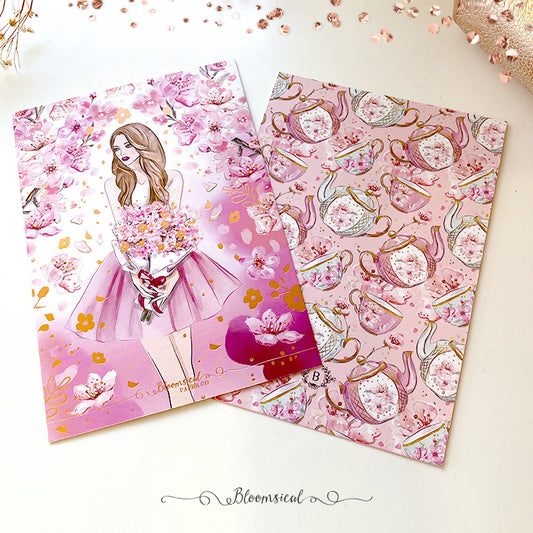 Cherry Blossom v2 Journaling Card - Rose Gold Foil