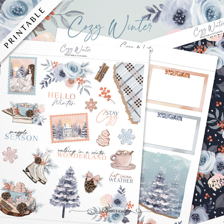 Cozy Winter PRINTABLE Stickers for Journaling & Planner Decoration