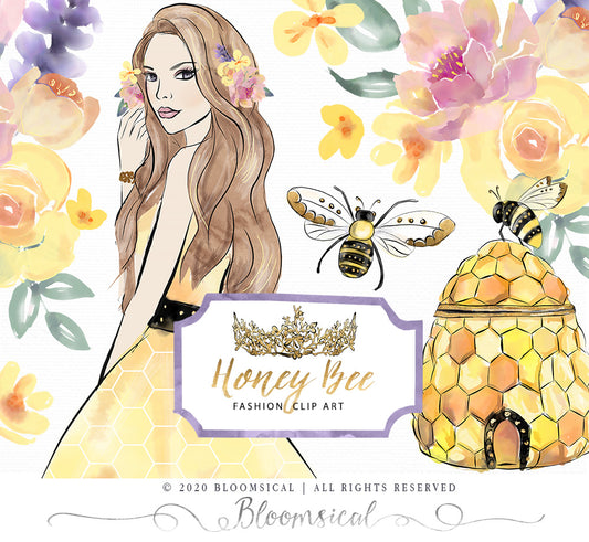 Honey Bee Digital Cliparts, Papers, Bow Clips BUNDLE DEAL