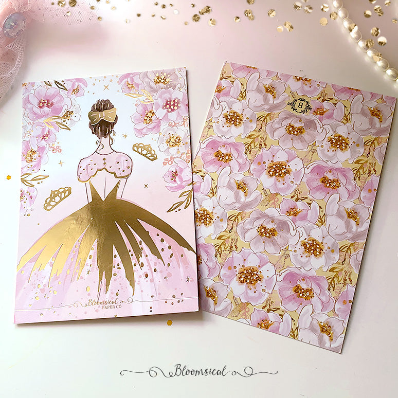 Princess Ballerina Journaling Card with Light Gold Foil Accents