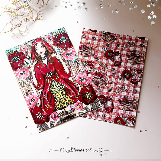Red Riding Hood Journaling Card Silver Holo Foil