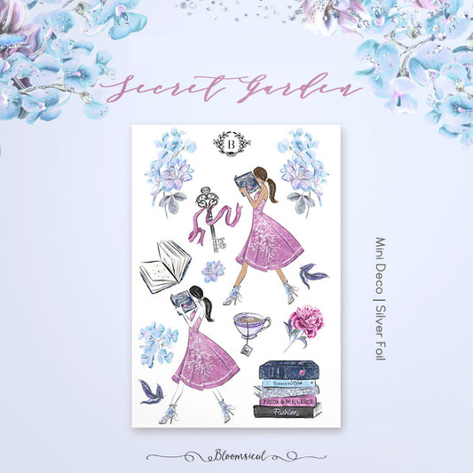 Secret Garden Mini Deco Sticker Sheet Silver Foil