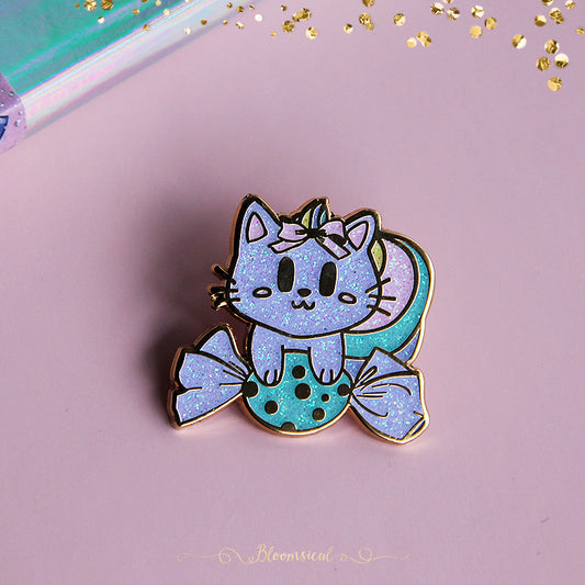 Kitty Candy Enamel Pin - Glitter & Gold - Sugar Rush Collection