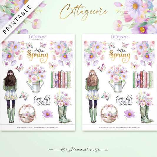 Cottagecore PRINTABLE Stickers for Journaling & Planner Decoration