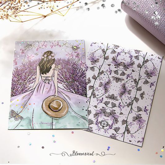 Lavender Fields Journaling Card with Holographic Foil Accents